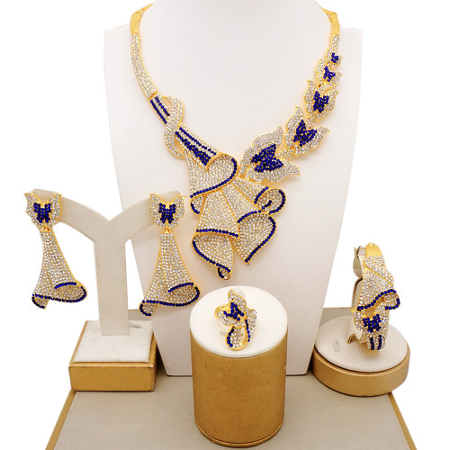 Alloy necklace, jewelry, earring set, European and American banquet
