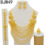 24K gold-plated banquet necklace, bracelet, ring, earring set