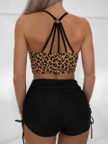 Two piece printed bikini swimsuit with leopard print for women