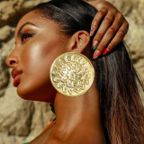 Cut and embossed exaggerated large earrings