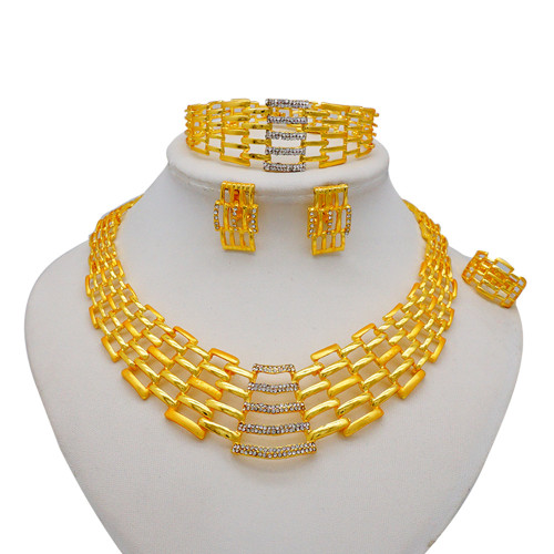 24K gold-plated wide body necklace set, jewelry necklace accessory set