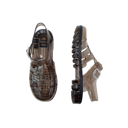Roman shoes, women's sandals, European and American retro thick soled transparent crystal jelly sandals, women's sandals