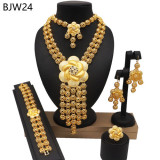 24K gold-plated banquet necklace, bracelet, ring, earring set