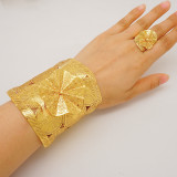 Large Bracelet Ring Set 24K True Gold Computer Precision Cutting Women's Banquet