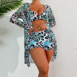 Swimming suit women's split body flat angle pants with steel support and leopard print bikini Amazon swimwear