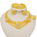 Women's alloy diamond large long necklace set