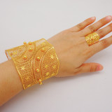 Carving Craft 24k Gold Plated Bracelet Ring Set