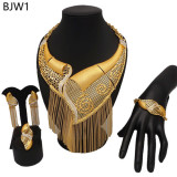 24K gold-plated banquet necklace, bracelet, ring, earring set