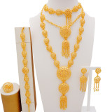 Three layer plated 24k gold necklace, bride set, jewelry, bracelet, earring, ring