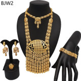 24K gold-plated banquet necklace, bracelet, ring, earring set