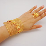 Carving Craft 24k Gold Plated Bracelet Ring Set