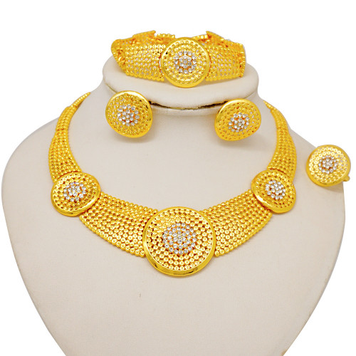 Women's alloy diamond large long necklace set