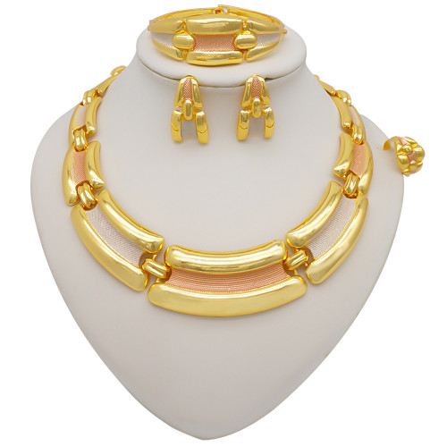 24k gold-plated exaggerated diamond necklace set