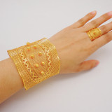 Carving Craft 24k Gold Plated Bracelet Ring Set