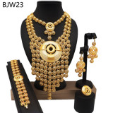 24K gold-plated banquet necklace, bracelet, ring, earring set