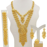 24K gold-plated banquet necklace, bracelet, ring, earring set