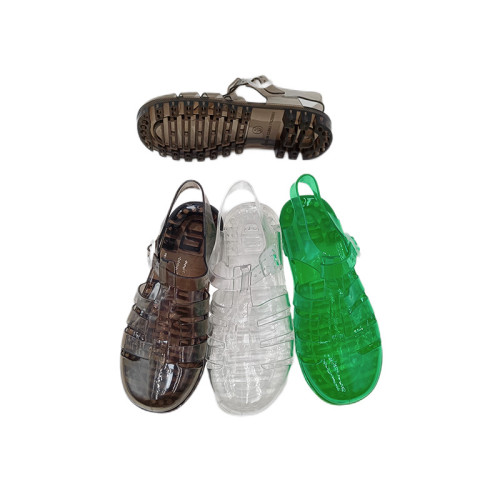 Roman shoes, women's sandals, European and American retro thick soled transparent crystal jelly sandals, women's sandals