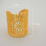 Gold plated zinc alloy large bracelet with hollow carving
