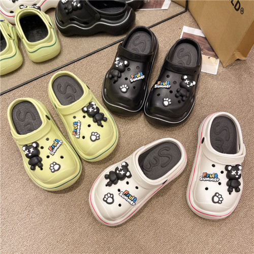 EVA hole shoes for women with thick soles, women's sandals and slippers, cute toe caps, student cartoons