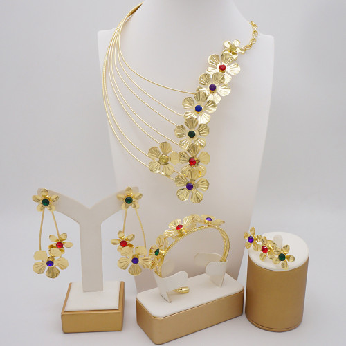 Necklace Set Zircon Set Bride Set Bracelet Earring Ring