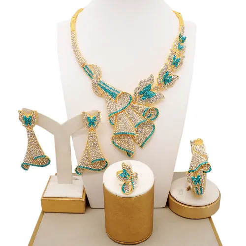 Alloy necklace, jewelry, earring set, European and American banquet