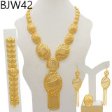 24K gold-plated banquet necklace, bracelet, ring, earring set