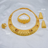 Snake pattern gold-plated large necklace set, bracelet, ring, earring, necklace set