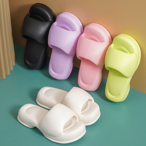 EVA thick sole slippers with a feeling of stepping on feces, high heels, fashionable one line slippers, women's sandals and slippers