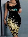 Women's Fashion Sexy Spicy Girl Printed Arm Wrap Dress Half length Skirt