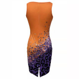 Women's Fashion Sexy Spicy Girl Printed Arm Wrap Dress Half length Skirt