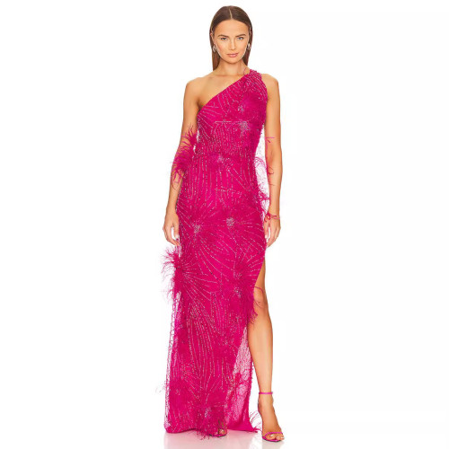 Heavy Industry Advanced Sleeveless Women's Dress with Sequin Fairy Split Back Long Style Showcasing Elegance Dress