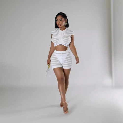 Women's sexy knitted perspective nightclub set with buttocks and pants set