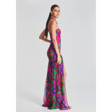 Summer New Fashionable Print Sexy Waist Raging Dress Party Party Party Vacation Dress Women