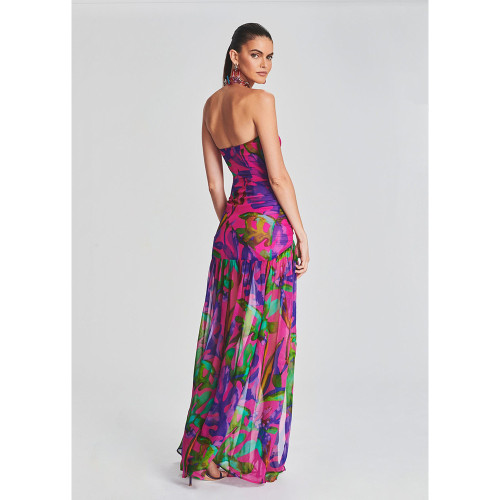 Summer New Fashionable Print Sexy Waist Raging Dress Party Party Party Vacation Dress Women