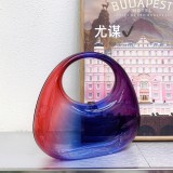 Colorful transparent acrylic box bag, banquet rhinestone candy color goose egg cloud shell, hand-held crossbody bag for women