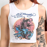 Women's positioning printed vest and shorts set