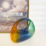 Colorful transparent acrylic box bag, banquet rhinestone candy color goose egg cloud shell, hand-held crossbody bag for women