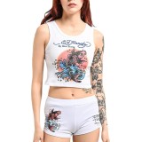Women's positioning printed vest and shorts set
