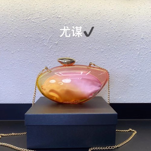 Transparent Colorful Acrylic Oval Shell Mini Banquet Goose Egg Box Clip Bag Handheld Crossbody Small Bag