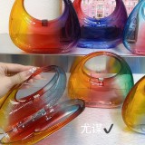 Colorful transparent acrylic box bag, banquet rhinestone candy color goose egg cloud shell, hand-held crossbody bag for women
