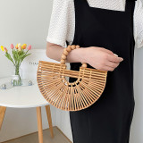 Summer Woven Bag Fashionable Hollow Large Capacity Pearl Small Fragrance Handbag