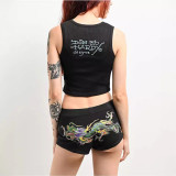 Women's positioning printed vest and shorts set