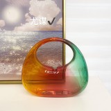 Colorful transparent acrylic box bag, banquet rhinestone candy color goose egg cloud shell, hand-held crossbody bag for women