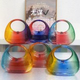 Colorful transparent acrylic box bag, banquet rhinestone candy color goose egg cloud shell, hand-held crossbody bag for women