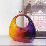 Colorful transparent acrylic box bag, banquet rhinestone candy color goose egg cloud shell, hand-held crossbody bag for women
