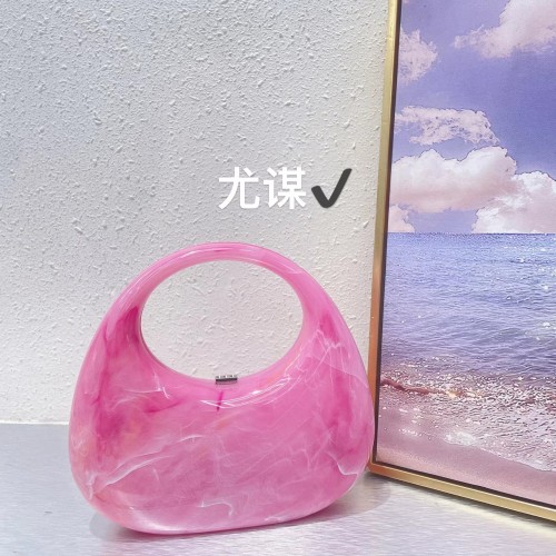 Vintage Marble Amber Acrylic Water Diamond Crescent Bag Handbag