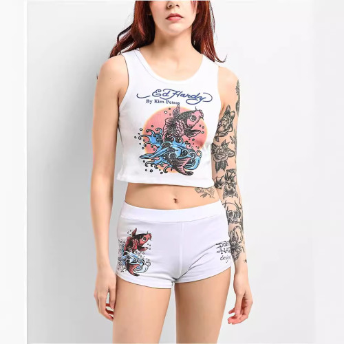 Women's positioning printed vest and shorts set