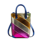 Fashionable contrasting color and stylish hand-held women's one shoulder crossbody small square bag