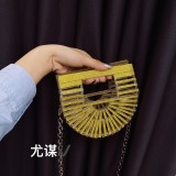 Hollow vegetable basket bag, shiny and inflexible, diamond and silver mini acrylic rhinestone, hand-held crossbody bag for women