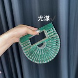 Hollow vegetable basket bag, shiny and inflexible, diamond and silver mini acrylic rhinestone, hand-held crossbody bag for women